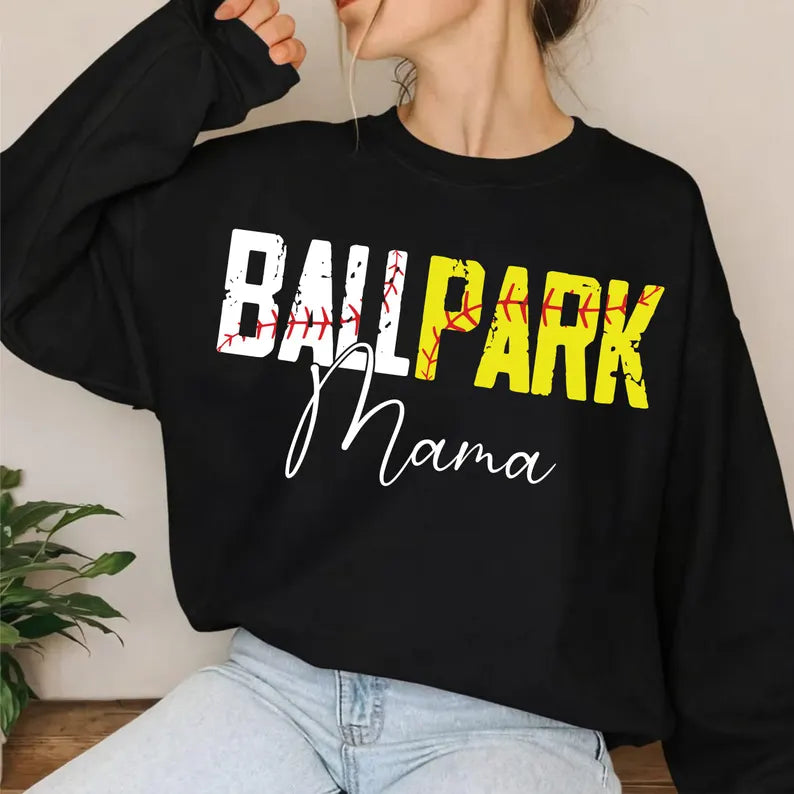 Ball Park Mama Softball Graphic T-Shirt | Softball Mom Game Day Tee